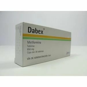 Metformin 850mg. 30 tabs. spanish name: dabex