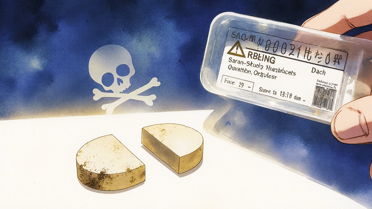 Uneven split pill next to properly stored pill, pharmacist offering safer alternative.