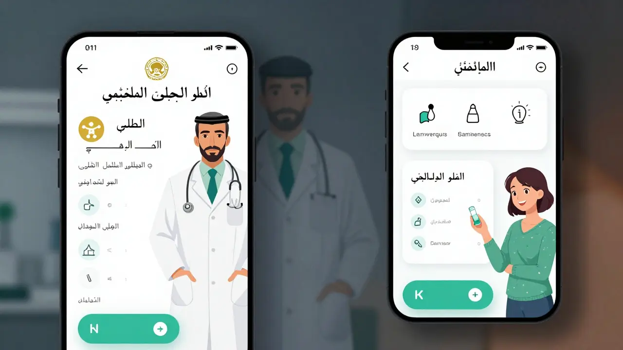 Two contrasting health app interfaces side by side — one formal and authoritative, the other casual and conversational.
