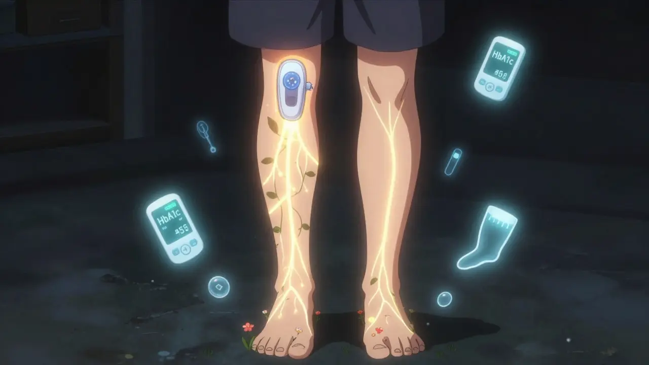 A person with a spinal stimulator implant as neural pathways regenerate like blooming vines.