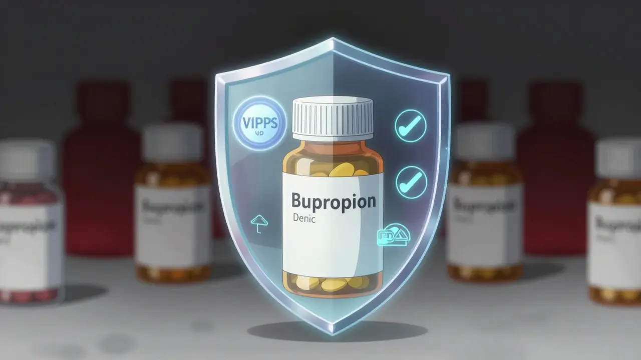 Holographic shield protecting medication from counterfeit drugs