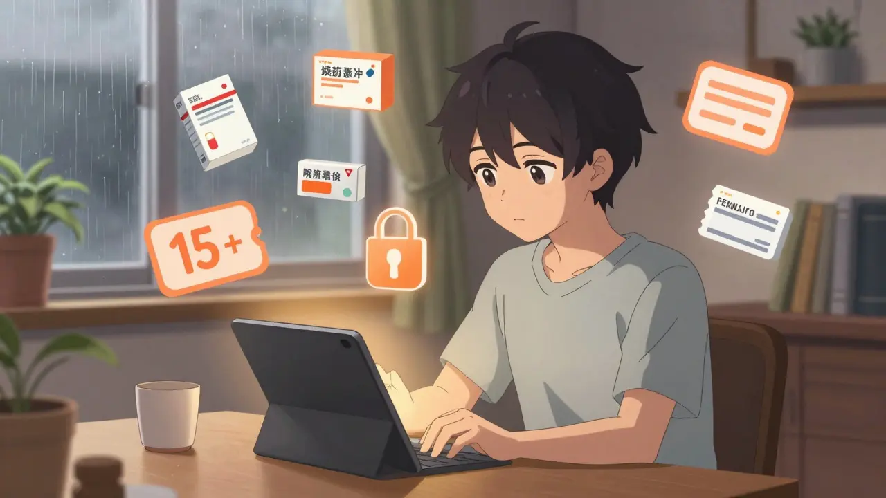 Person browsing online pharmacy services on a tablet at home