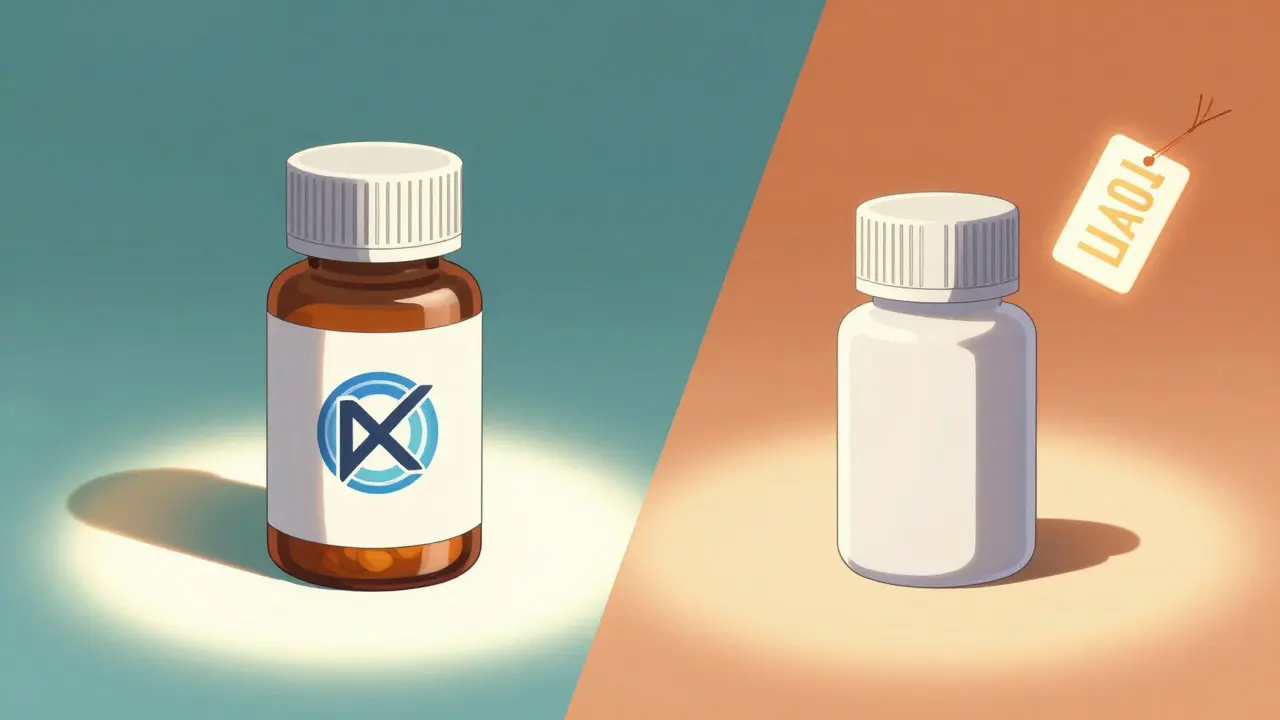 Comparison of expensive brand pill vs cheap generic with coupon