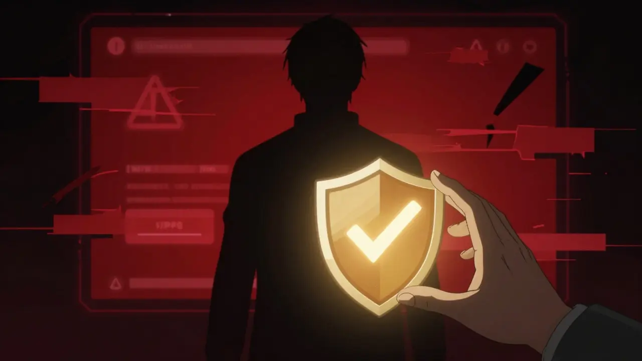 Shield protecting user from shady online pharmacy scams