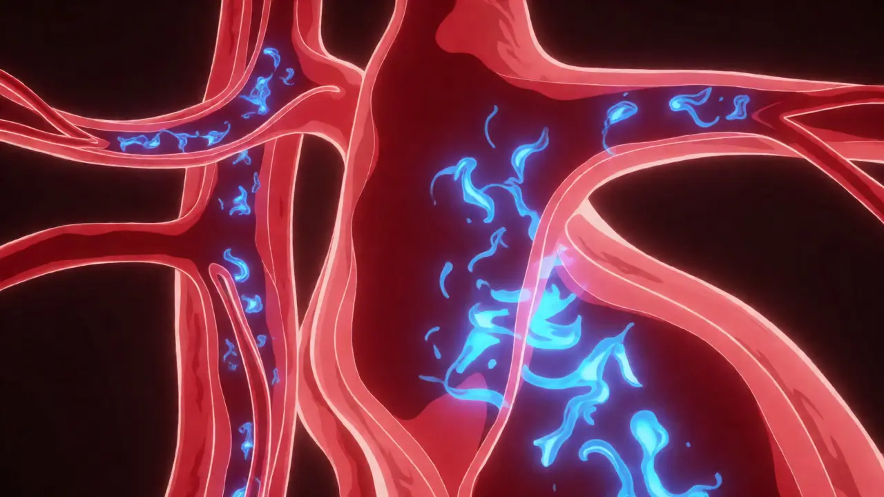 Abstract view of blood vessels relaxing